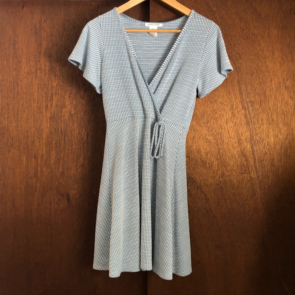 Caution To The Wind Sky Blue Wrap Midi Dress
